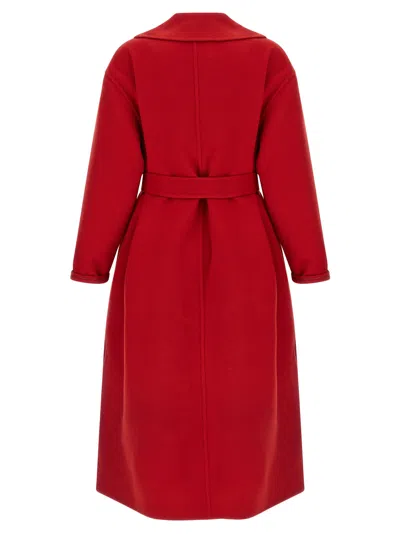 Fabiana Filippi Long Cashmere Wool Coat Belted At Waist In Red