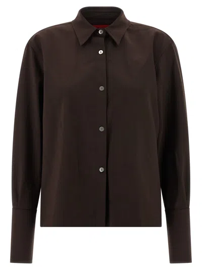 The Latest Cuffed-button Long Sleeves Shirt In Brown
