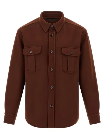 Brioni Men's Wool-cashmere Overshirt In Brown