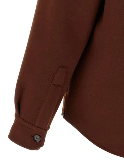 Brioni Men's Wool-cashmere Overshirt In Brown