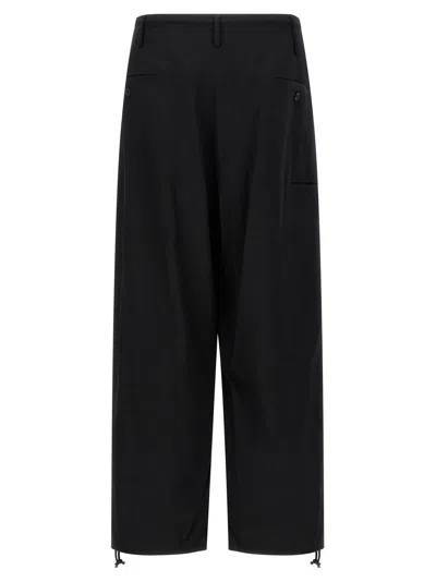 Yohji Yamamoto Mens Standard 2tucks String Wide-leg Wool Trousers Black Xs In Black