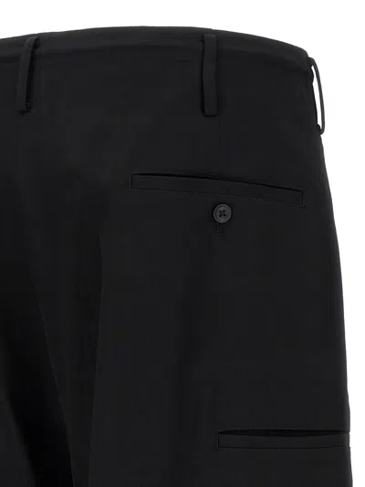 Yohji Yamamoto Mens Standard 2tucks String Wide-leg Wool Trousers Black Xs In Black