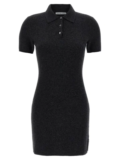 Alexander Wang T Alexanderwang. T Midweight Short Sleeve Polo Dress In Black