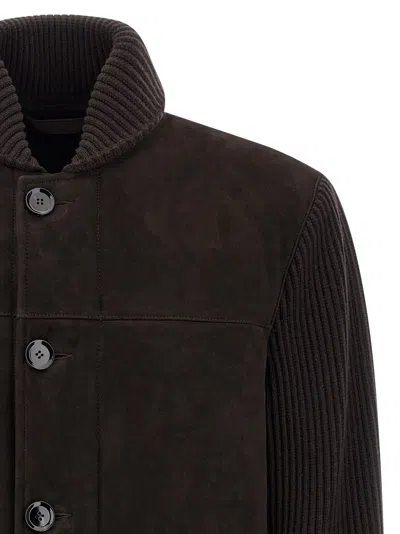 Brioni Suede Bomber Jacket In Brown