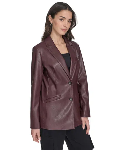 Levi's Women's Single-breasted Faux-leather Blazer In Burgundy