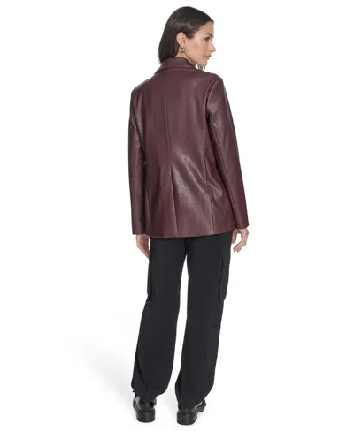 Levi's Women's Single-breasted Faux-leather Blazer In Burgundy