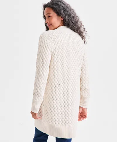 Style & Co Petite Honeycomb-knit Open-front Long Cardigan, Macy's Exclusive In Neutral