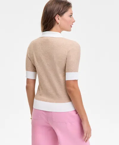 On 34th Women's Colorblocked Polo Short Sleeve Sweater, Macy's Exclusive In Pink