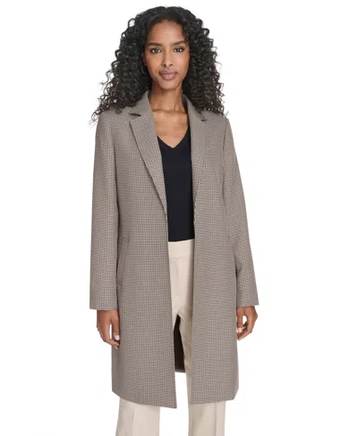 Tommy Hilfiger Women's Houndstooth Notch Lapel Jacket In Gray