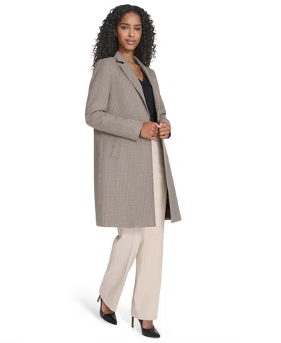 Tommy Hilfiger Women's Houndstooth Notch Lapel Jacket In Gray