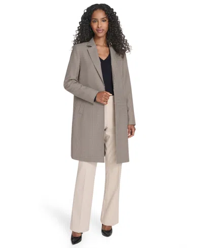 Tommy Hilfiger Women's Houndstooth Notch Lapel Jacket In Gray