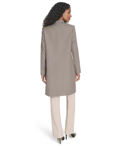 Tommy Hilfiger Women's Houndstooth Notch Lapel Jacket In Gray