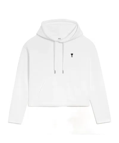 Ami Alexandre Mattiussi Ami Paris Ami Paris De Coeur Cotton Hoodie In White