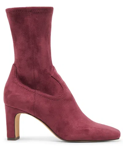 Dolce Vita Women's Roan Square-toe Pull-on Stretch Dress Booties In Burgundy