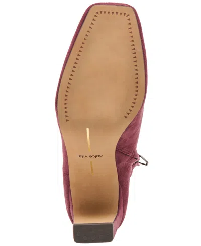Dolce Vita Women's Roan Square-toe Pull-on Stretch Dress Booties In Burgundy