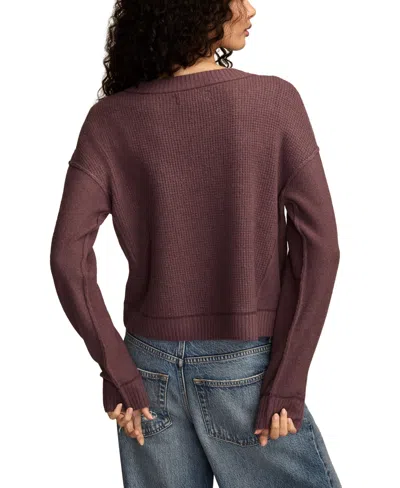 Lucky Brand Women's Waffle V-neck Sweater In Brown