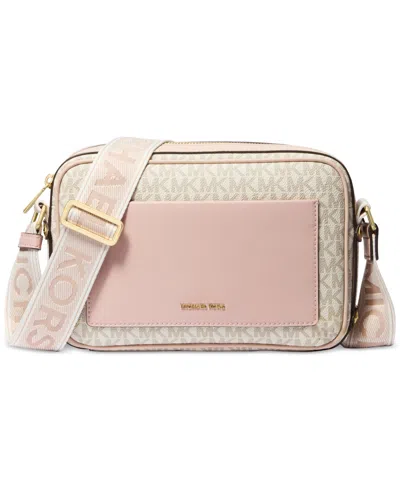 Michael Kors Maeve Large Signature Logo Crossbody Bag In Pink