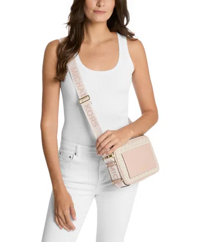 Michael Kors Maeve Large Signature Logo Crossbody Bag In Pink