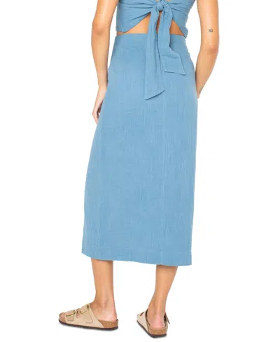 Roxy Juniors' Island Nomad Cotton Button-front Midi Skirt In Blue