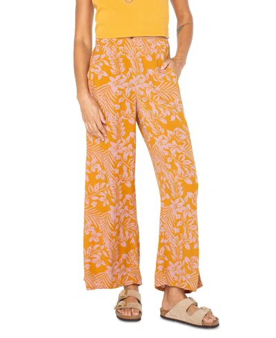 Roxy Juniors' Floral-print Midnight Avenue Crinkled Pull-on Pants In Multi