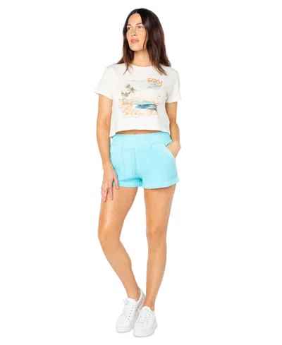 Roxy Beach Collage Cropped Boxy Tee In White