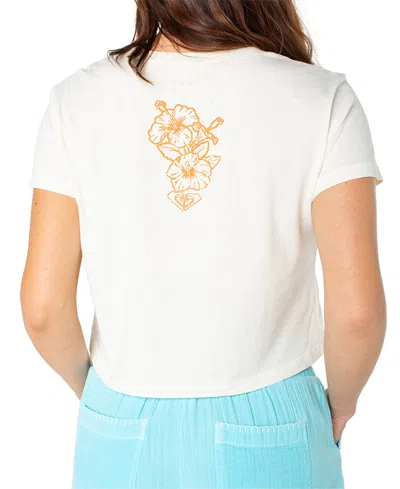 Roxy Beach Collage Cropped Boxy Tee In White