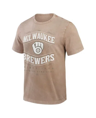 Fanatics Darius Rucker Collection By  Men's Tan Milwaukee Brewers Sun Faded T-shirt In Brown