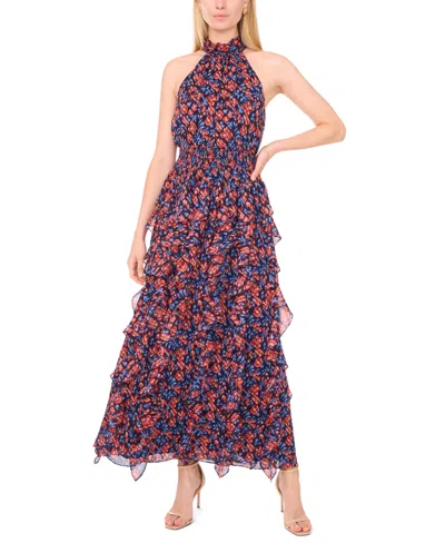 1.state Flounce Cascading Maxi Dress In Multi
