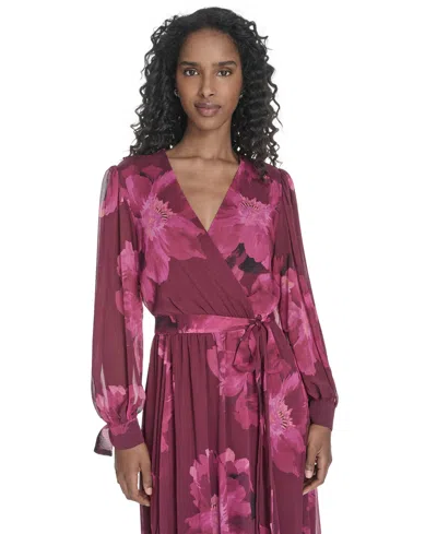 Calvin Klein Women's Tie-sleeve Midi Dress In Pink