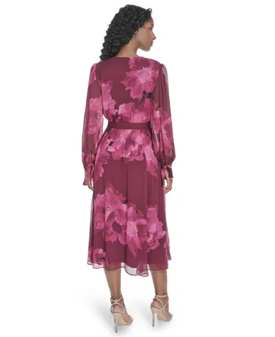 Calvin Klein Women's Tie-sleeve Midi Dress In Pink