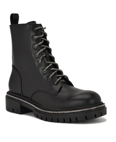 Nine West Women's Jarret Embellished Lug Sole Combat Boots In Black