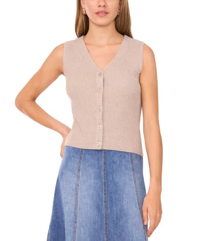 1.state Women's V Neck Button Up Sweater Vest In Neutral