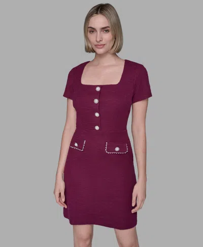 Karl Lagerfeld Tweed Sheath Dress In Purple