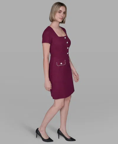 Karl Lagerfeld Tweed Sheath Dress In Purple
