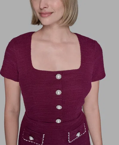 Karl Lagerfeld Tweed Sheath Dress In Purple