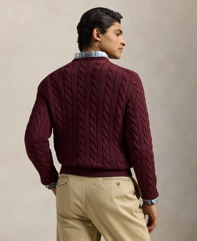 Polo Ralph Lauren Ralph Lauren Cable Knit Jumper Burgundy In Burgundy