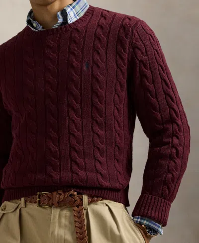 Polo Ralph Lauren Ralph Lauren Cable Knit Jumper Burgundy In Burgundy