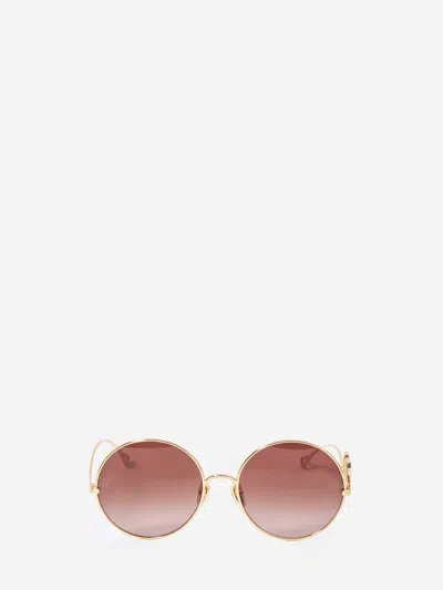 Chloé Round Frame Sunglasses Featuring Curved Temples In Pink