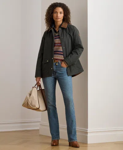 Ralph Lauren Women's Cord-collar Waxed Jacket In Green