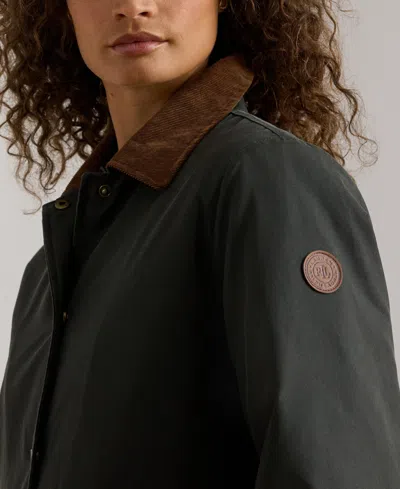 Ralph Lauren Women's Cord-collar Waxed Jacket In Green