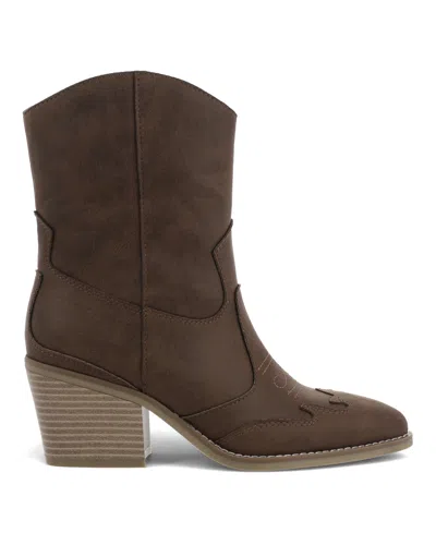 Mia Women's Clorinda Pointed Toe Western Style Boots In Brown