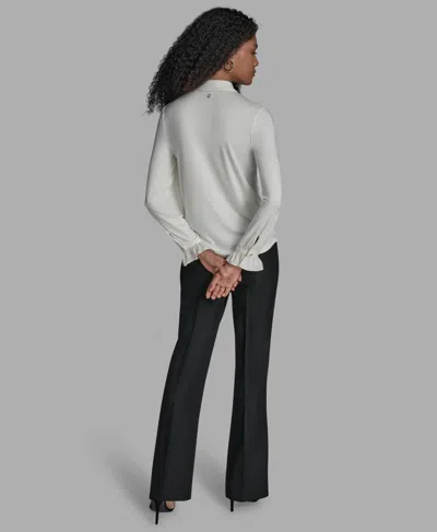 Bcbg Women's Button Down Ruffle Front Blouse In White