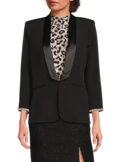 Generation Love Women's Argo Beaded Cuff Satin Blazer In Black