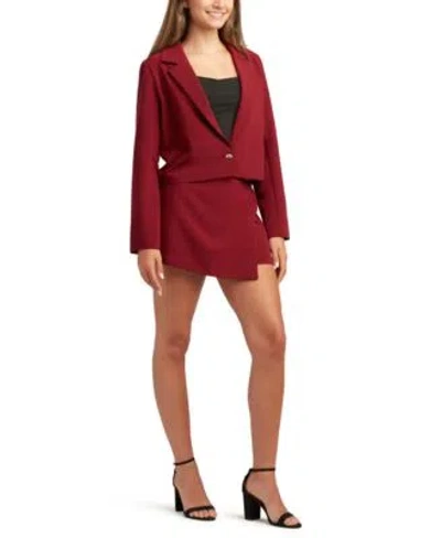 Bcx Juniors Soft Stretch Twill Long Sleeve Jacket Button Skort In Red