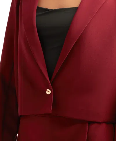 Bcx Juniors Soft Stretch Twill Long Sleeve Jacket Button Skort In Burgundy