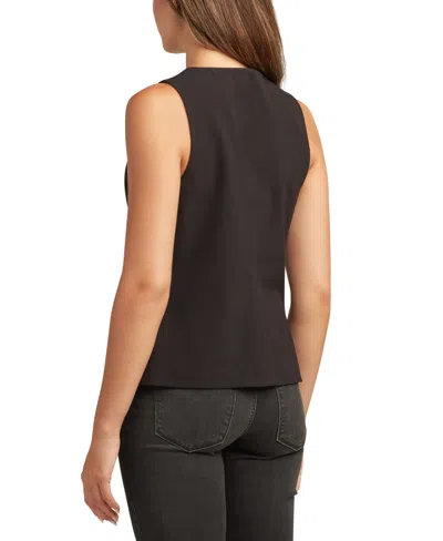 Bcx Juniors Round-neck Tropical Button-up Top In Black