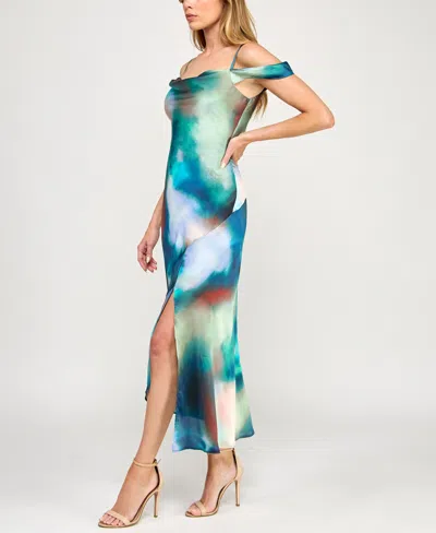 Bcx Juniors' Sleeveless Cold Shoulder Midi Slit Dress In Multi
