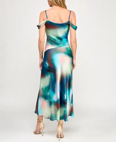 Bcx Juniors' Sleeveless Cold Shoulder Midi Slit Dress In Multi