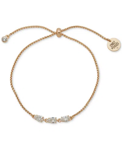 Emily In Paris Gold-tone Cubic Zirconia Slider Bracelet In White