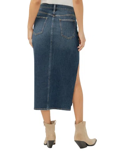 Silver Jeans Co. Women's Side Slit Denim Midi Skirt In Blue